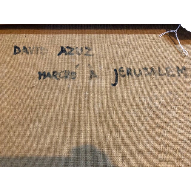 David Azuz David Azuz, Shopping the Market Shuk Machane Yehuda Israeli Modernist Oil Pastel Painting For Sale - Image 4 of 4