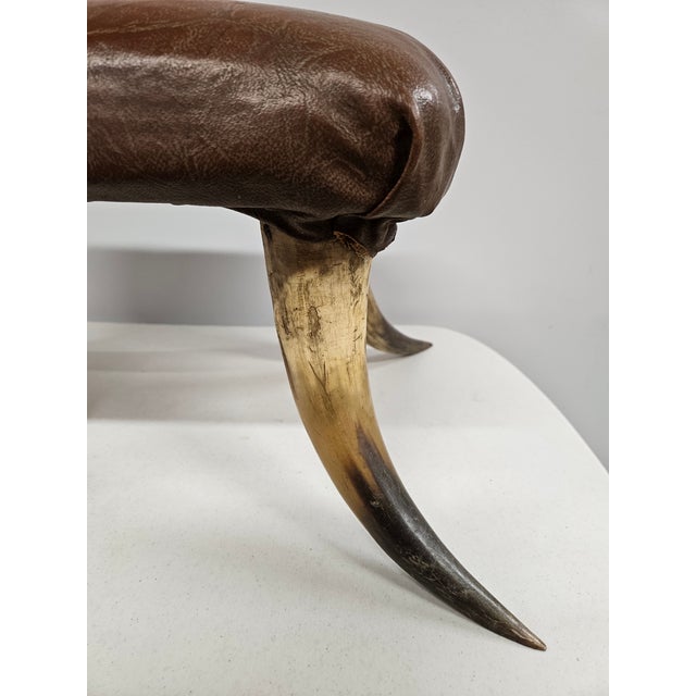 Southwest Horn and Leather Footstool For Sale - Image 11 of 17