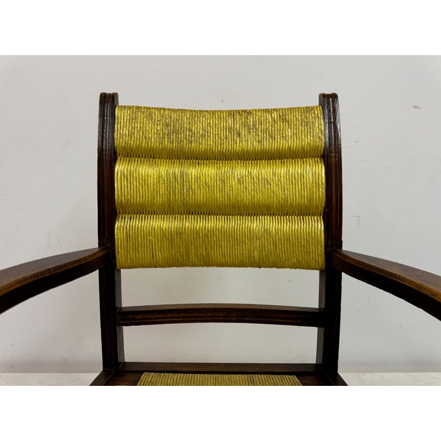 French Oak and Rush Armchair attributed to Charles Dudouyt, 1940s For Sale - Image 17 of 17
