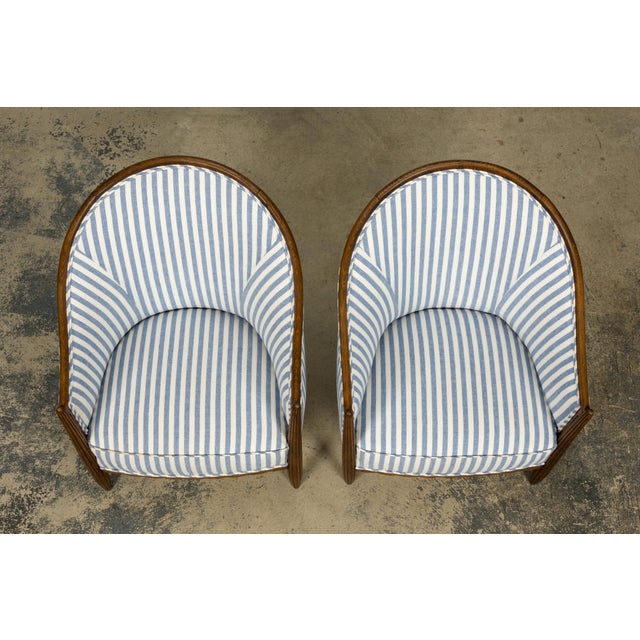 Pair of French Art Deco Maple Gondola Barrel Chairs, Provence, Circa 1925 For Sale - Image 4 of 18