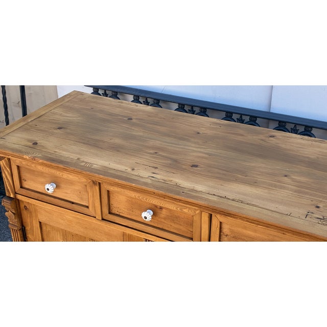 Brown Pine Two Door Three Drawer Dresser Base, Hungary For Sale - Image 8 of 18