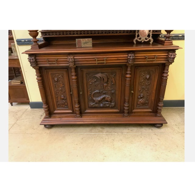 Neo-Renaissance Column Buffet, 1880 For Sale - Image 10 of 12