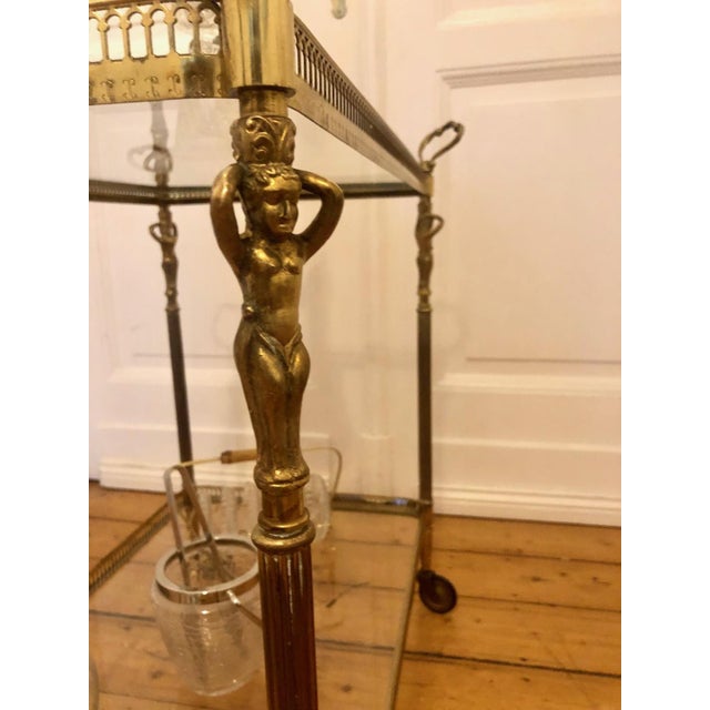 Neoclassical Tea Trolley in Brass with Angel Figurines, 1950s For Sale - Image 11 of 15