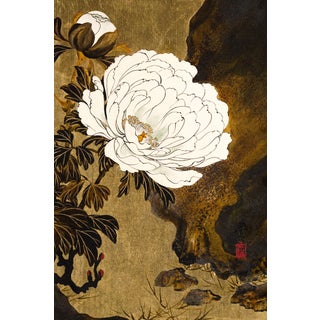 1882 Peonies Japanese Floral Fine Art Print by Shibata Zeshin - 8" X 12" For Sale
