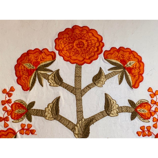 2020s Contemporary Mughal Style White Cotton Embroidered Pillows - A Pair For Sale - Image 5 of 14
