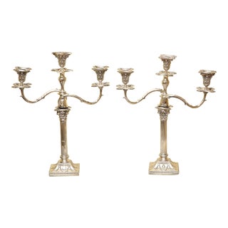 Pair of Vanderbilt Estate Silver-Plated George III-Style Convertible Candelabra For Sale