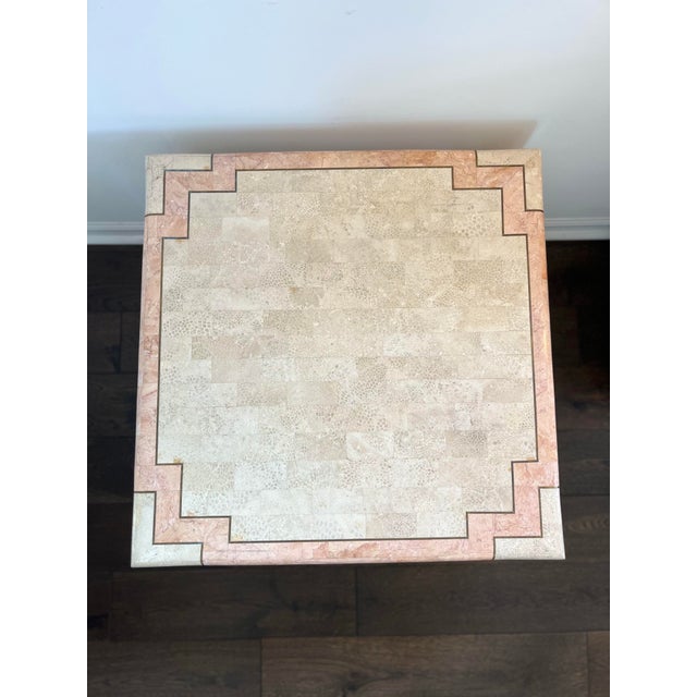 Postmodern 1980s Postmodern Tessellated Stone & Brass Side Table - Maitland-Smith / Casa Bique Style For Sale - Image 3 of 6