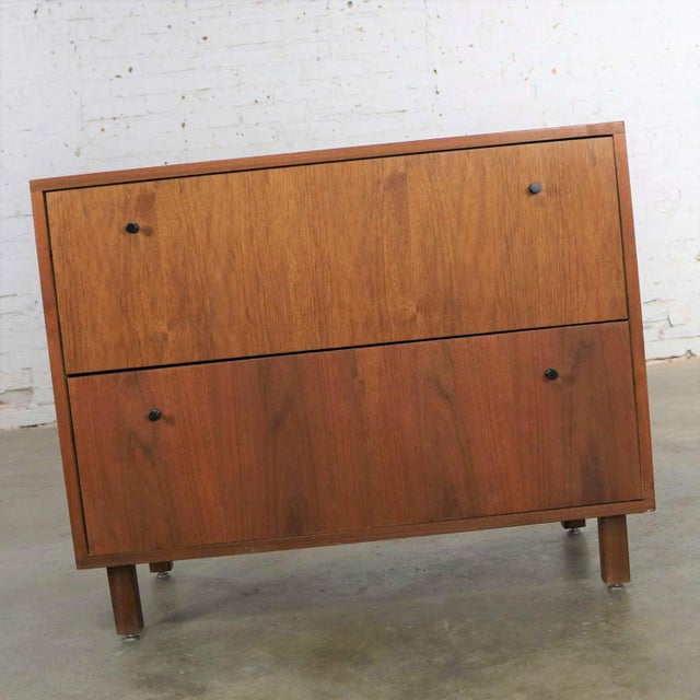 Mid Century Modern Two Drawer Lateral File Cabinet In Walnut By