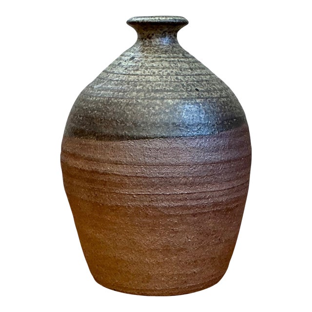 Vintage Textured Studio Pottery Vase For Sale