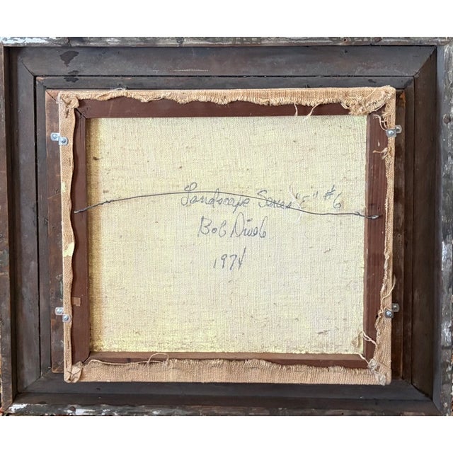 Wood Mid Century Oil Painting in an Antique Gilt Wood Gesso Frame, Signed and Dated For Sale - Image 7 of 8