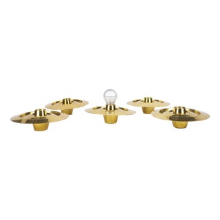 Gold-Plated Ceiling Lamps, 1960s, Set of 5 For Sale