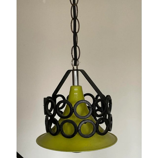 1950s Vintage 50s Mid Century 3 Lights Pendant Ceiling Light Chandelier For Sale - Image 5 of 12