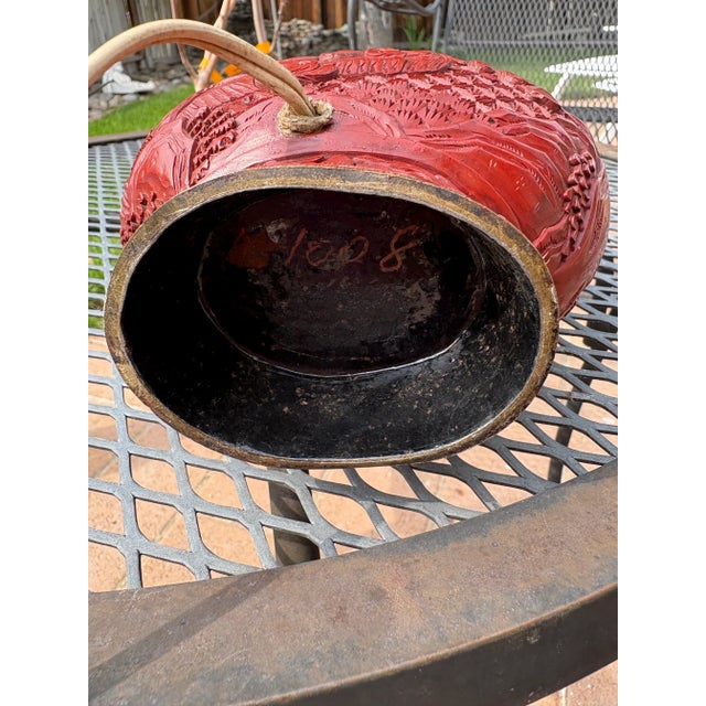 Antique Chinese Cinnabar Lamp For Sale In Reno/Lake Tahoe - Image 6 of 7