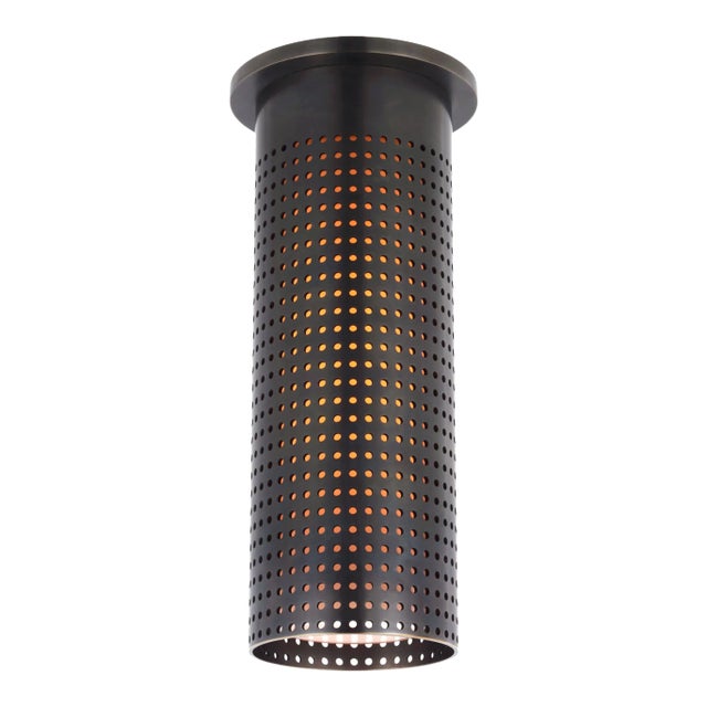 Kelly Wearstler for Visual Comfort Signature Precision Tall Monopoint Flush Mount in Bronze with White Glass For Sale