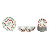 Richard Ginori Cherry Motif Porcelain Partial Dinner Service Set, 17 Pieces For Sale