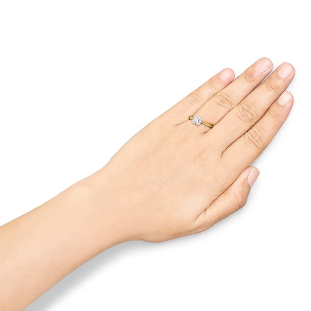 14K Yellow Gold Plated .925 Sterling Silver 1/10 Cttw Round-Cut Diamond Heart Engagement Ring (I-J Color, I3 Clarity) - Size 6 For Sale In New York - Image 6 of 7