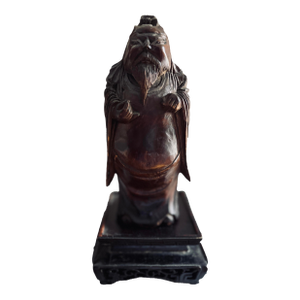 Vintage Carved Wood Buddha and Stand