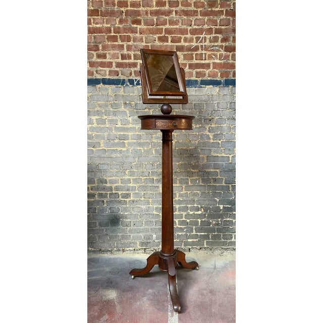 Wood Antique Barber Mirror Stand For Sale - Image 7 of 12