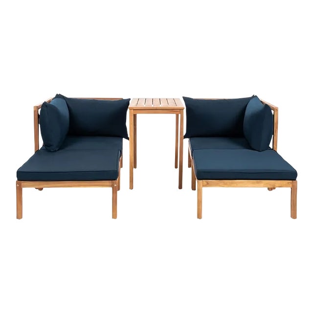 Ronson 5 Piece Sectional Set - Natural/Navy For Sale