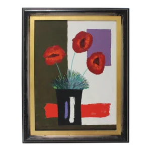 1997 Clemente Minum Oil Painting of Flowers “Why Not Say It With Flowers?”