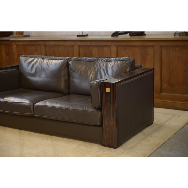 Minimalist Sofa in Leather and Macassar Ebony, 1980s For Sale - Image 11 of 15
