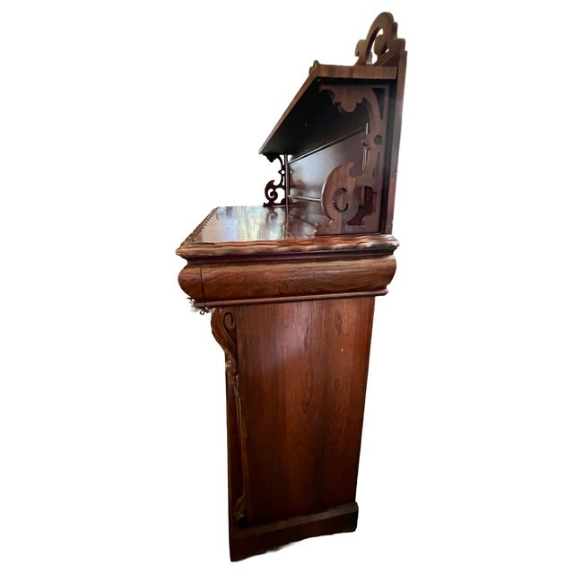 Victorian Large Victorian Mahogany & Rosewood Server Sideboard Chiffonier Buffet Turn of the Century For Sale - Image 3 of 10