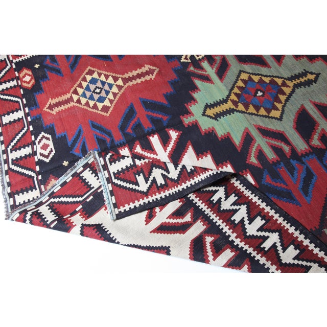 1910s Antique Colorful Handwoven Caucasian Kuba Shirvan Kilim Rug - 6' 1'' X 10' 7'' For Sale - Image 5 of 14