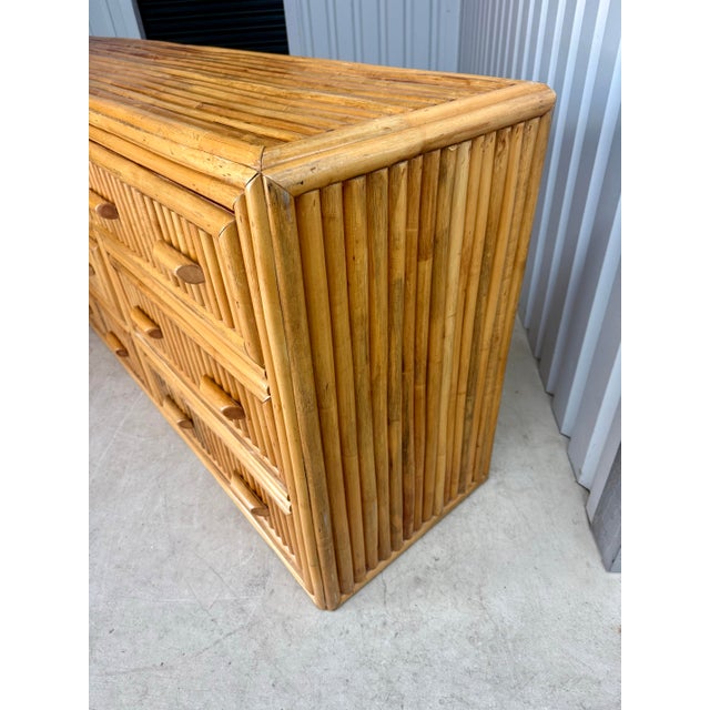 1970s Crespi-Style Stacked Rattan Lowboy Chest of Drawers For Sale - Image 11 of 12