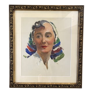 Vintage Oil Painting Portrait of Woman in Swedish Headscarf For Sale