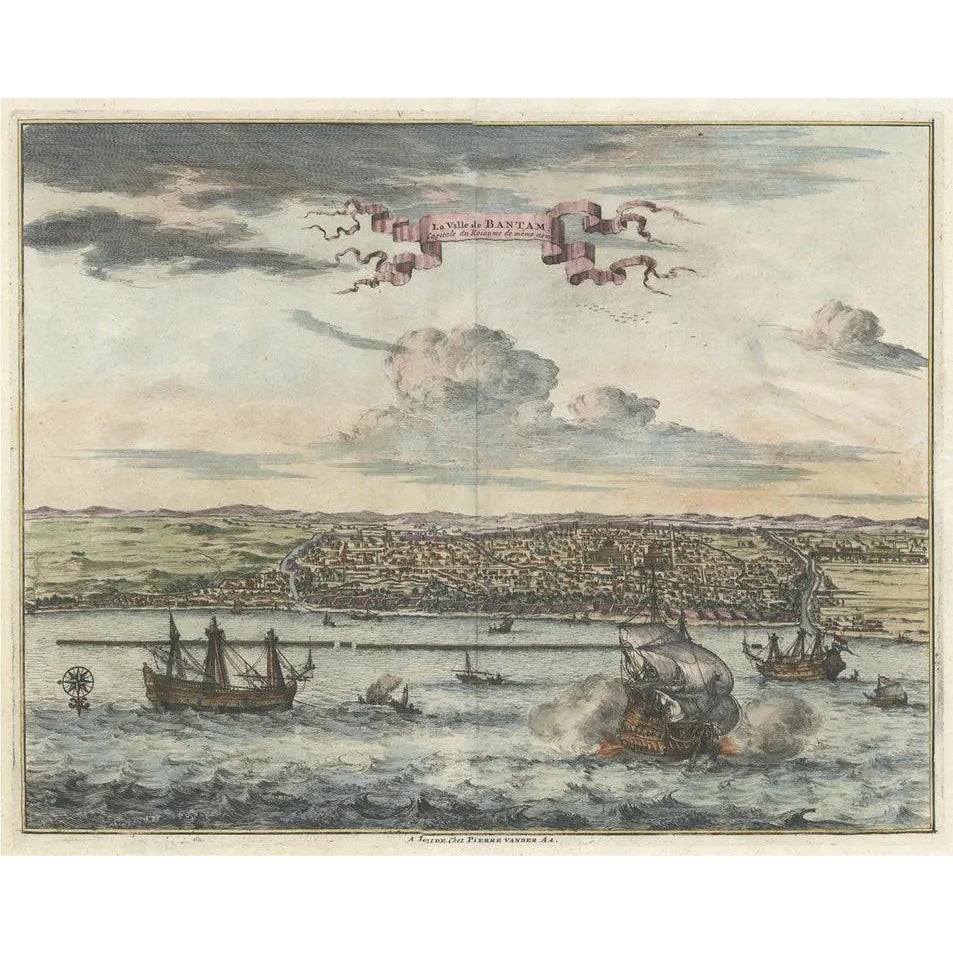 Birds Eye View of Banten or Bantam in Java, 1725, Paper | Chairish
