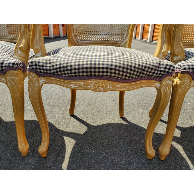 Mid 20th Century French Provincial Louis XV Style Cane Backed Fauteuils Arm Chairs For Sale - Image 9 of 17