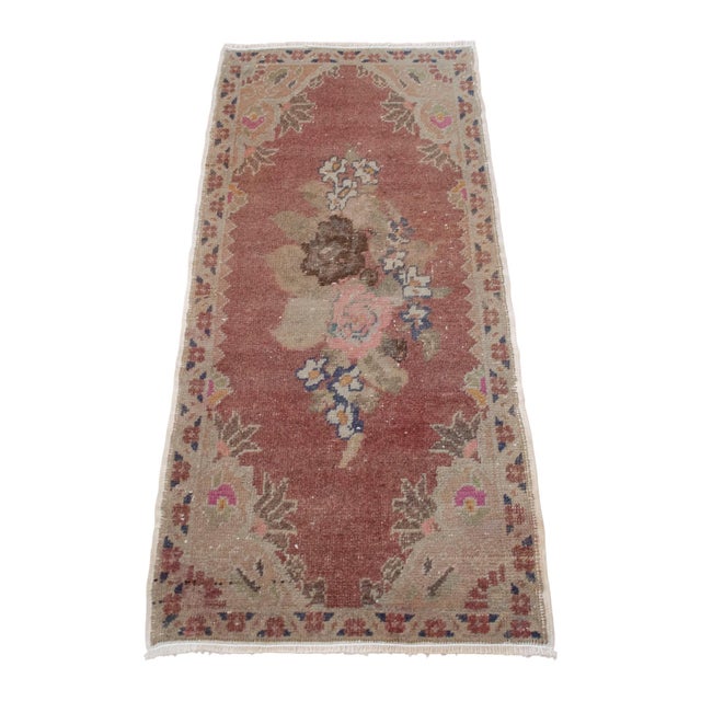 1970s Hand Knotted Small Rug Mid Century Modern Doormat - 1′6″ × 3′3″ For Sale - Image 5 of 13