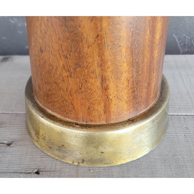 Walnut Hourglass Table Lamp 1960's For Sale - Image 4 of 6