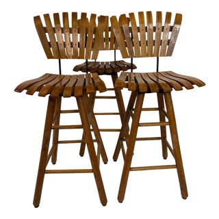 Arthur Umanoff Style Swivel Bar Stools - Set of 3 For Sale