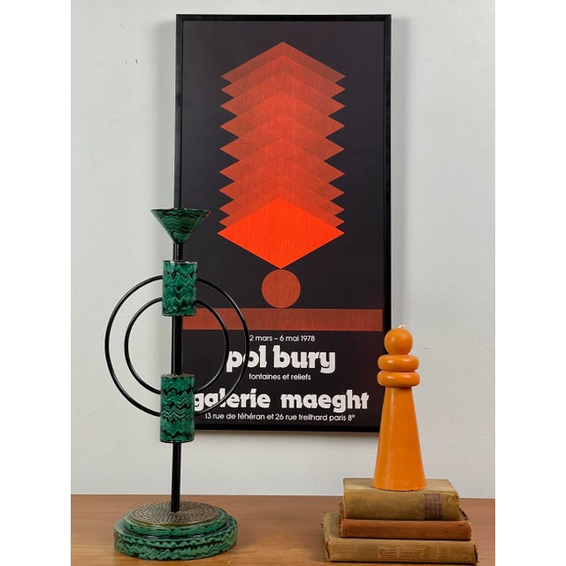 Vintage Pol Bury Fountaines et Reliefs Galerie Maeght 1978 Exhibition Silkscreen (Framed). Housed in a black metal frame...