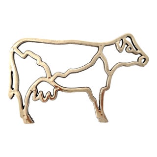 Vintage Brass Cow Trivet For Sale