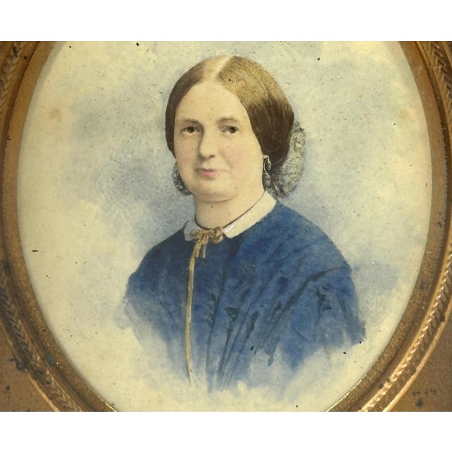 Victorian Antique Miniature Portrait Painting of Woman in Original Presentation Case For Sale - Image 3 of 10