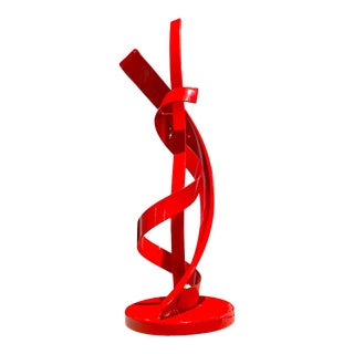 Post-Modern Red Metal Spiral Sculpture For Sale