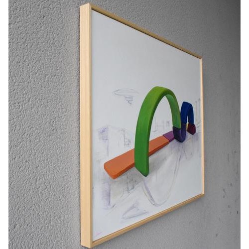 Contemporary María Magán Lampón, Architectural Composition with Color Blocks and Infinity Bridge Motif, 2026, Acrylic on Canvas For Sale - Image 3 of 12