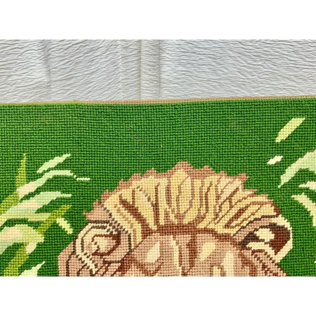 Vintage Handmade Lion Needlepoint For Sale - Image 9 of 12
