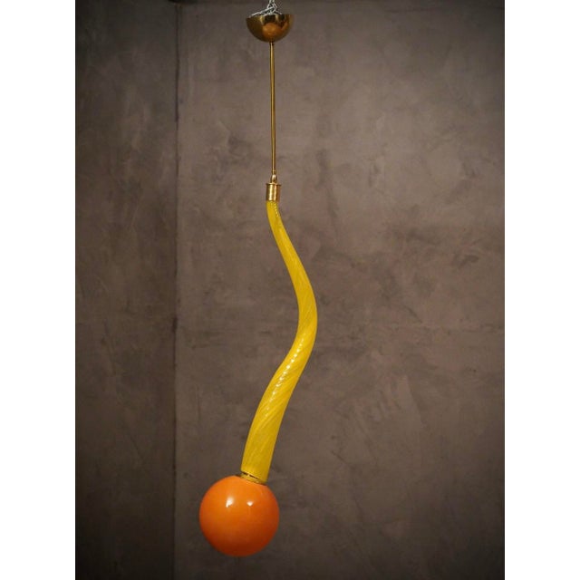 Yellow Murano Glass and Brass Pendant, 1960 For Sale - Image 6 of 11