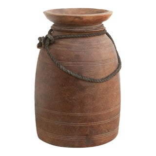 14" Tall Hand-Turned Antique Vessel For Sale