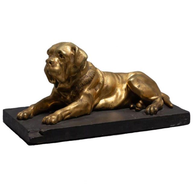 19th Century English Bronze Mastiff Dog Figure on a Stone Stand For Sale - Image 10 of 10