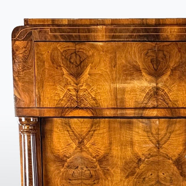 Antique Biedermeier Walnut Writing Secretary, 1830s For Sale - Image 14 of 16