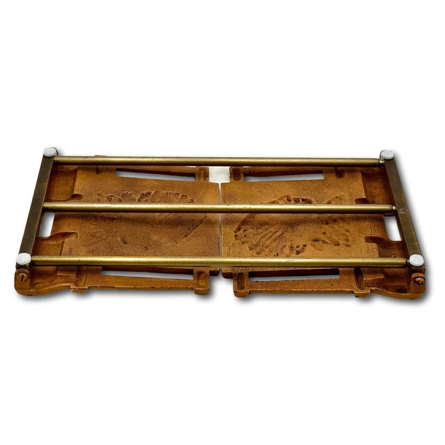 Unusual Antique 1910s Cast Iron American Indian Motif Telescoping Adjustable Size Bookend Rack With Nice Original Paint For Sale - Image 14 of 18