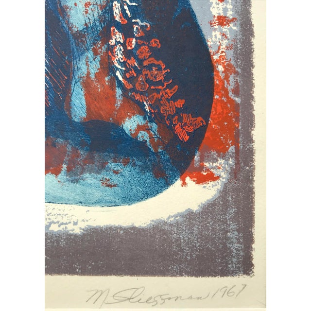 Vintage Modernist Figurative Serigraph Woman and Butterfly 1967 For Sale - Image 4 of 7