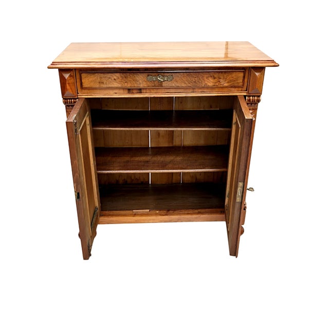 German Renaissance Revival Burl Walnut Side Cabinet, 1860s For Sale - Image 6 of 9