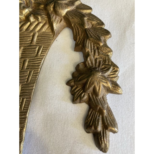 Metal Vintage Brass Basket Wall Decor, Set of 2 For Sale - Image 7 of 9