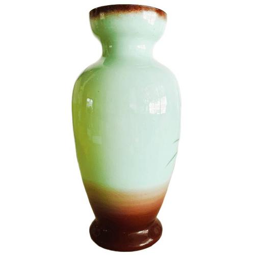 Antique Art Nouveau Uranium Floral Opaline Glass Vase, 1900s For Sale - Image 9 of 11