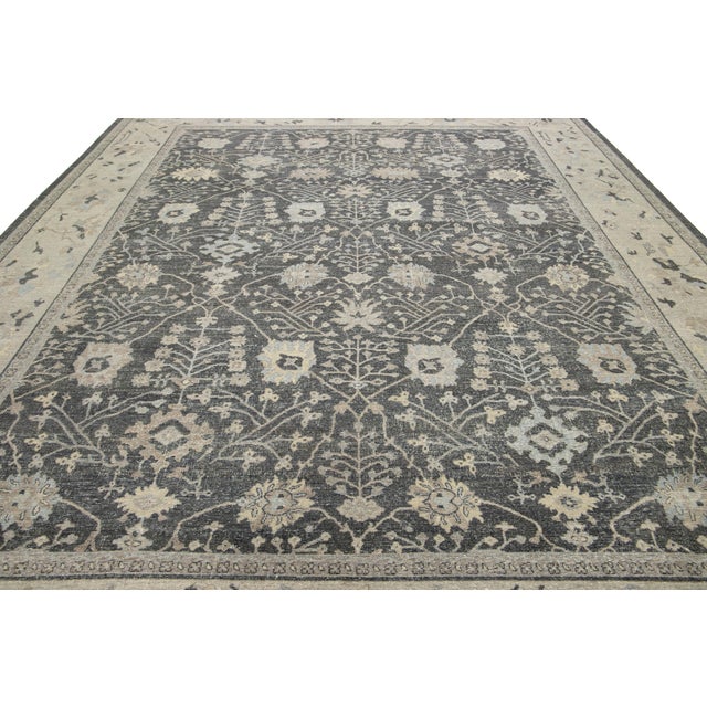 Apadana's Modern Mahal Style Handmade Indian Wool Rug in Gray For Sale - Image 10 of 11